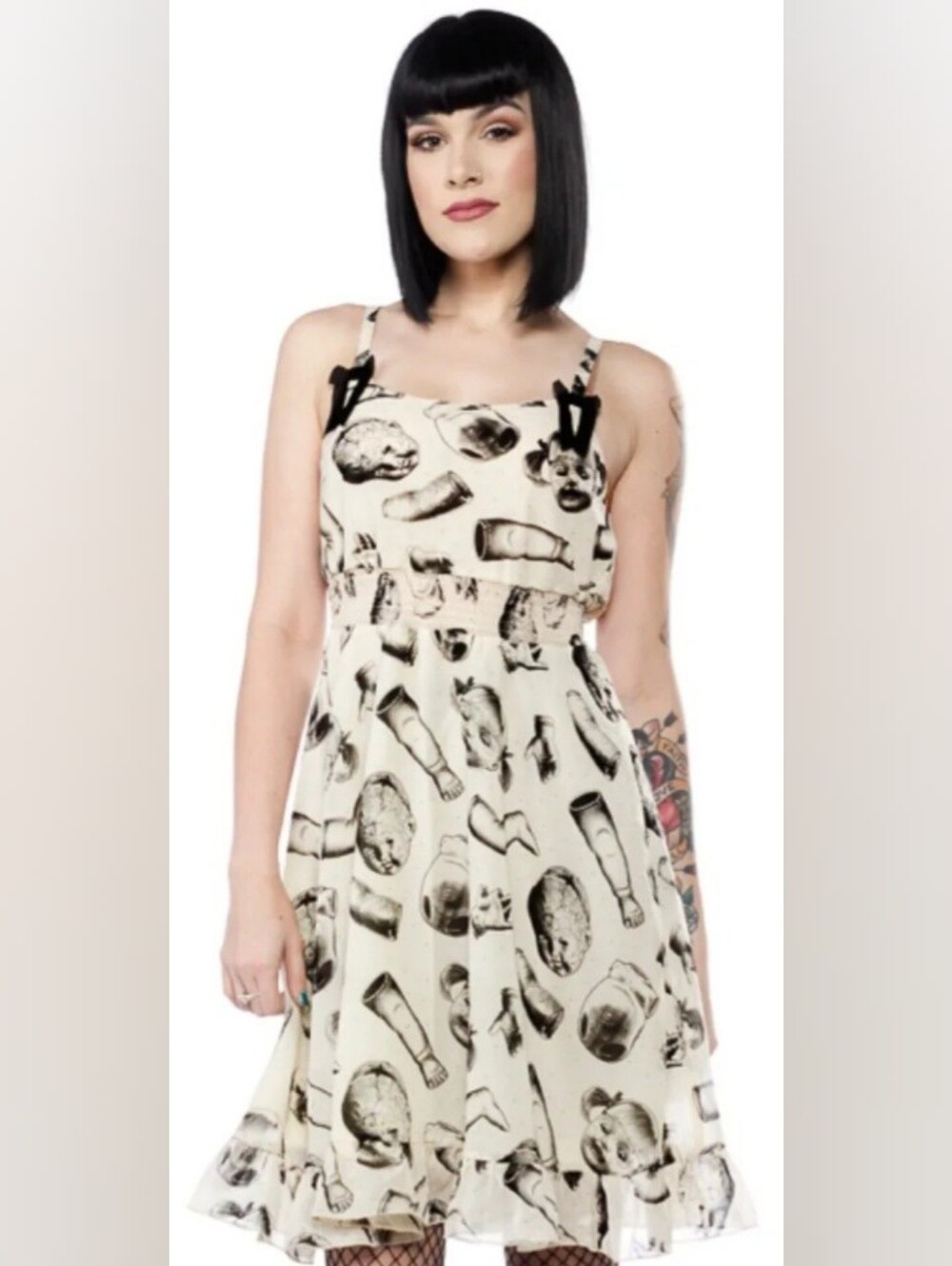 Sourpuss Chiffon Doll Parts Dress, Size XXXL